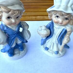 TREASURE MASTERS Korea Set of‎ 2 Boy and Girl Goose Eggs Staff Vintage Figurines